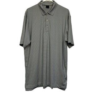 Men's Dunning GOLF Helsby Stripe Pullover Polo Shirt Gray/Blue White Size XL EUC